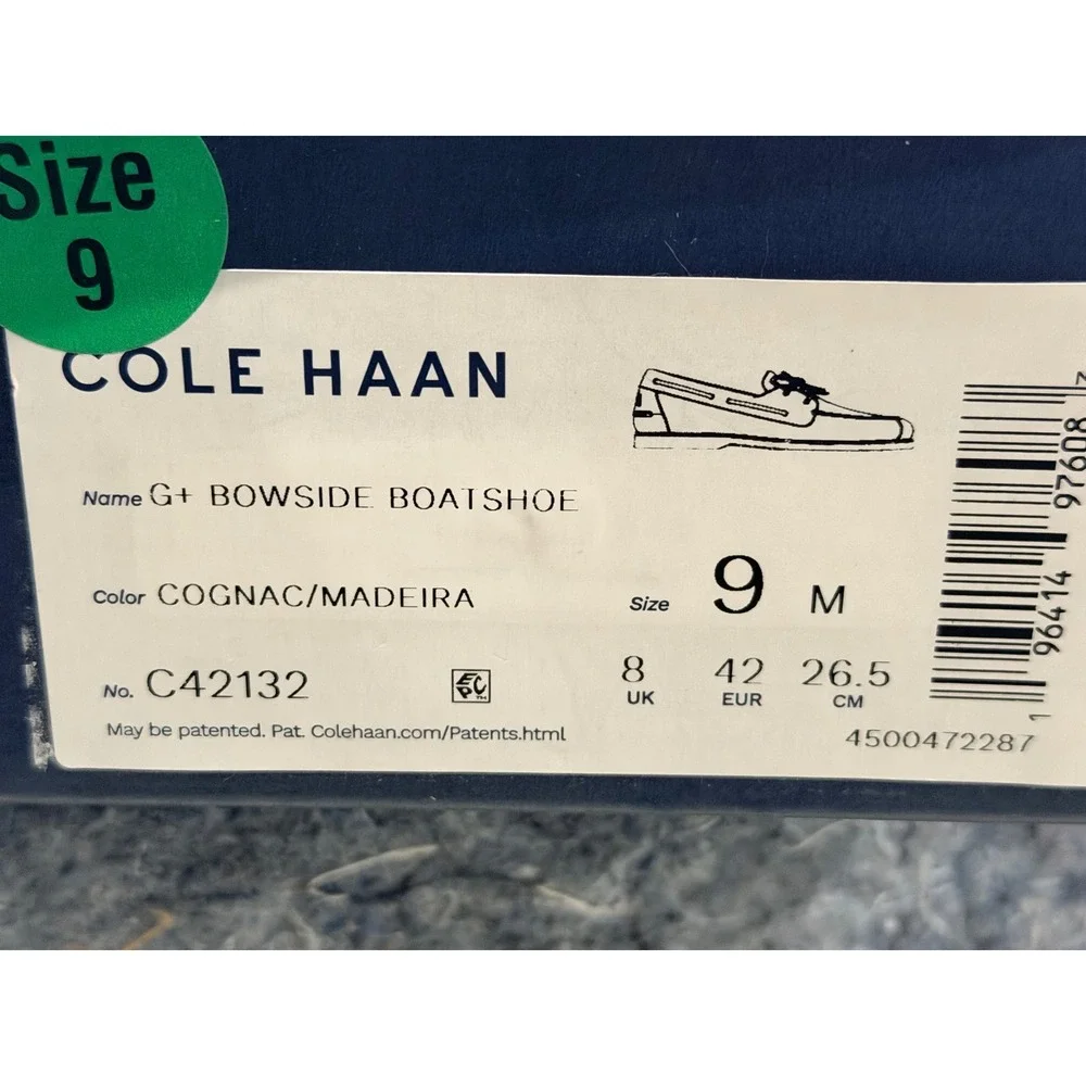 Cole‎ Haan Mens Size 9M Cognac Brown Leather Bowside Boatshoe NEW Fast Shipping!